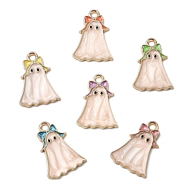 Подвески из сплава хэллоуина с эмалью, призрак с бантом