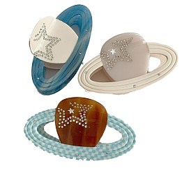 Заколки-клочья из ацетата целлюлозы (смолы) с прозрачным кубическим цирконием, планета со звездой