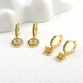 18k Gold Plated Copper Inlaid Zircon Earrings - Elegant, Unique, Fashionable Ear Accessories.