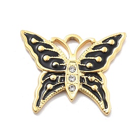 304 подвески из нержавеющей стали, вакуумное покрытие pvd, реальный 18 k позолоченный, с горный хрусталь бабочка