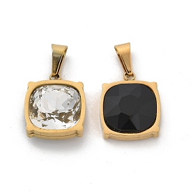 304 из нержавеющей стали горного хрусталя подвески из стекла, ионное покрытие (ip), квадратных амулеты