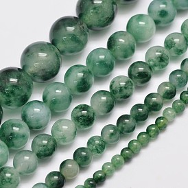 Brins naturels et teints perles malaisie jade, ronde, imitation de fleurs de jade