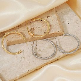 Роскошные серьги-гвоздики из латуни в форме буквы С, с четким кубического циркония