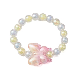 Bracelets extensibles en perles acryliques rondes de couleur ab, bracelets papillon pour femmes, jaune
