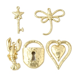 Alloy Big Pendants, Heart/Lock/Shrimp/Key/Dragonfly Charms