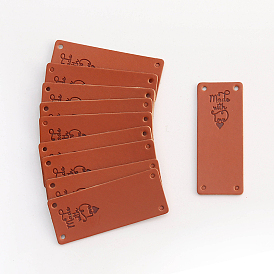 Imitation Leather Label Tags, with Holes & Word Made with Love, for DIY Jeans, Bags, Shoes, Hat Accessories, Rectangle