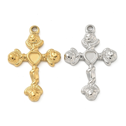 Ионное покрытие (ip) 304 подвеска из нержавеющей стали с кабошоном, крестик