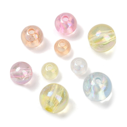 Прозрачные акриловые бусины, круглые, с покрытием AB цвета