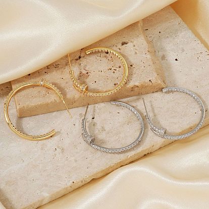 Роскошные серьги-гвоздики из латуни в форме буквы С, с четким кубического циркония