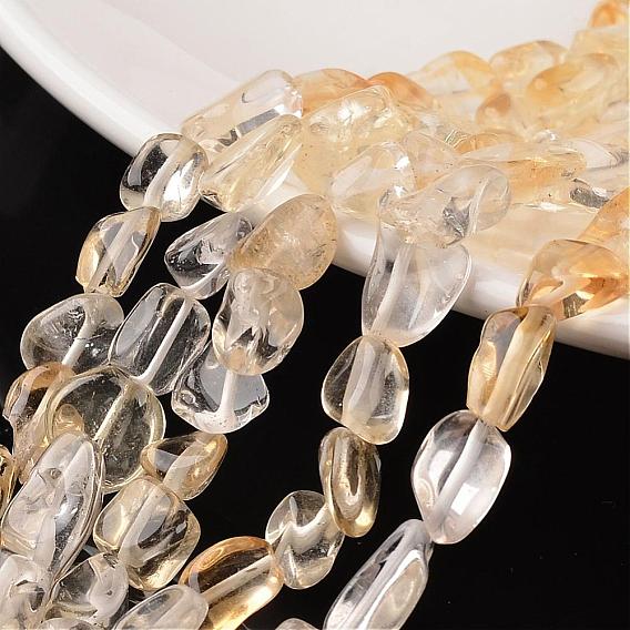 Nuggets Natural Citrine Bead Strands, 9~15x8~12x5~8mm, Hole: 1mm, about 15.7 inch