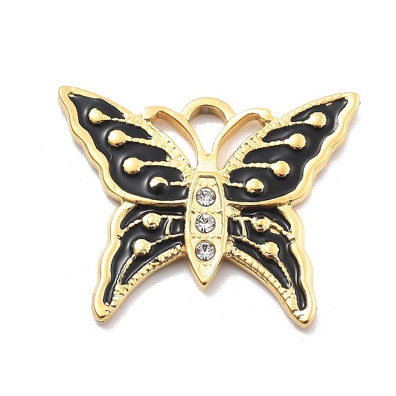 304 подвески из нержавеющей стали, вакуумное покрытие pvd, реальный 18 k позолоченный, с горный хрусталь бабочка