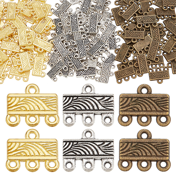 150шт 3 цвета сплав люстра компонент ссылки, прямоугольник с волновым разъемом