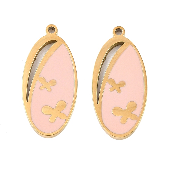 304 нержавеющей стальной эмали подвески, овальные подвески с узором бабочки