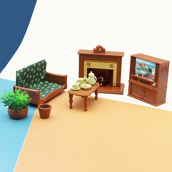 Пластиковая мебель мини модель, аксессуары для кукольного домика с микро-ландшафтом, притворяясь опорными украшениями
