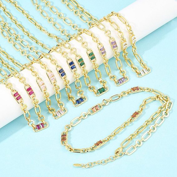 7 мм латунная цепочка с фиаро и инкрустацией кубическим цирконием, без кадмия и без свинца, стойки покрытие, долговечный, реальный 18 k позолоченный