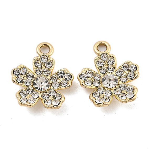 Подвески со стразами и кристаллами из сплава с УФ-покрытием, цветочный шарм