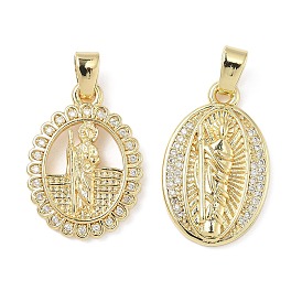 Латунные микро проложить кубического циркония подвески, без кадмия и без свинца, овал со святой иудой