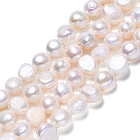 Natural Cultured Freshwater Pearl Beads Strands, Two Sides Polished