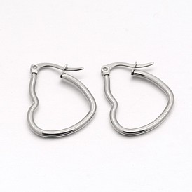 304 Stainless Steel Hoop Earring, Hypoallergenic Earrings, Heart