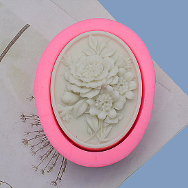 DIY Silicone Candle Molds, for Scented Candle Making, Oval with Peony Shape