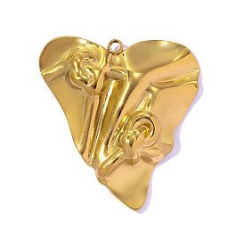 304 подвески из нержавеющей стали, подвески в виде морщинистых сердечек, ионное покрытие (ip)