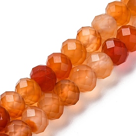 Natural Red Agate(Dyed & Heated) Beads Strands, Faceted, Rondelle