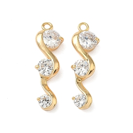 Латунные микро проложить кубического циркония подвески, волна, без никеля , реальный 18 k позолоченный