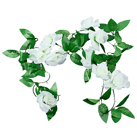 2Pcs Plastic Artificial Flowers Rose Vines, Wedding Arch Floral Winding Vines