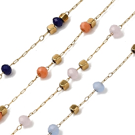 Ручная работа 304 круглозвенные цепи из нержавеющей стали и стекла, пайки, с 316 цепями и катушкой из нержавеющей стали, ионное покрытие (ip), реальный 18 k позолоченный