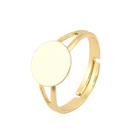 Латунные регулируемые кольца для пальцев, плоские круглые настройки основания кольца пэда, долговечный, стойки покрытие, без свинца и без кадмия