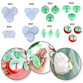 Heart/Moon/Horse Eye Shape Tree of Life Pendant DIY Silicone Molds, Resin Casting Molds, for UV Resin, Epoxy Resin Craft Making