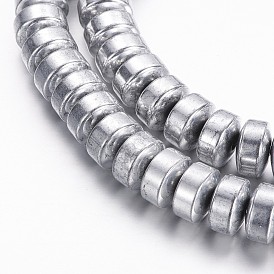 Гальванизировать немагнитных синтетический гематит бисер пряди, рондель