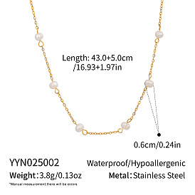 Минималистичные ожерелья из натурального пресноводного жемчуга «картофель» 304 из нержавеющей стали для женщин, цветочный белый