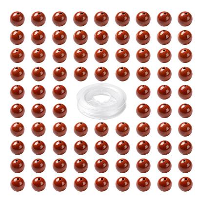 100 шт 8 круглые бусины из натуральной красной яшмы сорт aa мм., с 10 эластичной кристаллической нитью m, для изготовления наборов эластичных браслетов своими руками