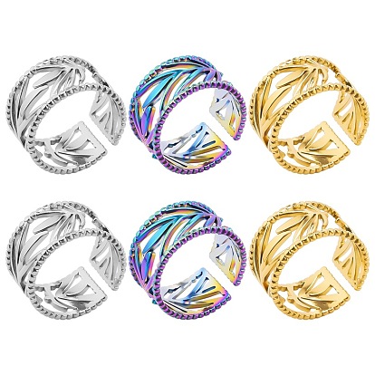 Минималистичный полый лист 304 кольцо-манжета из нержавеющей стали с открытыми краями для унисекс