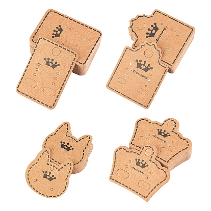 Paper Earring Display Cards, Crown, Cat and Rectangle