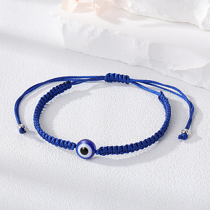 Colorful Handmade Evil Eye Bracelet with Adjustable Drawstring for Women and Men