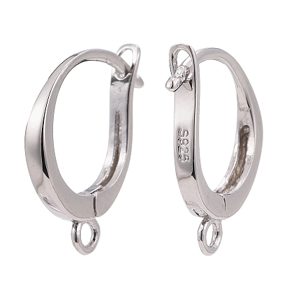 925 hallazgos de pendientes de aro de plata esterlina, pestillo con bucles, con sello s925