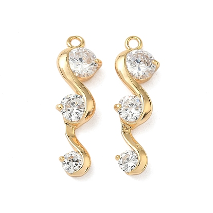 Латунные микро проложить кубического циркония подвески, волна, без никеля , реальный 18 k позолоченный