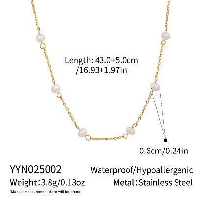 Минималистичные ожерелья из натурального пресноводного жемчуга «картофель» 304 из нержавеющей стали для женщин, цветочный белый