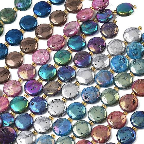 Гальванические природные друзы геод, плоско-круглые, с бисером