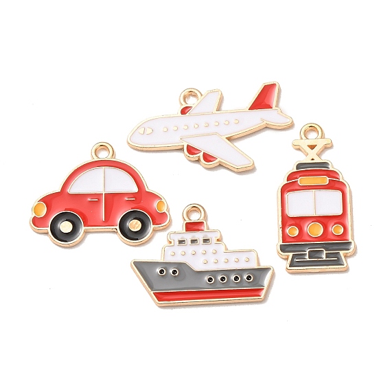 Alloy Enamel Pendants, Light Gold