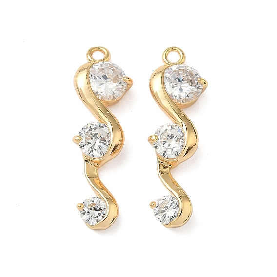 Латунные микро проложить кубического циркония подвески, волна, без никеля , реальный 18 k позолоченный