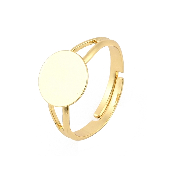 Латунные регулируемые кольца для пальцев, плоские круглые настройки основания кольца пэда, долговечный, стойки покрытие, без свинца и без кадмия