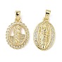 Латунные микро проложить кубического циркония подвески, без кадмия и без свинца, овал со святой иудой