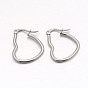 304 Stainless Steel Hoop Earring, Hypoallergenic Earrings, Heart