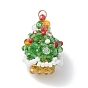Стеклянные подвески, рождественская елка, с бисером и 304 соединительными кольцами из нержавеющей стали, граненые