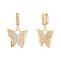 1пара латунных серег-колец в форме бабочек с прозрачным кубическим цирконием