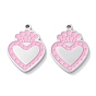 304 подвески из нержавеющей стали, с эмалью, сердце с подвеской в виде короны