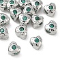 SHEGRACE Brass Cubic Zirconia Beads, Texture Heart, Cadmium Free & Lead Free & Nickel Free